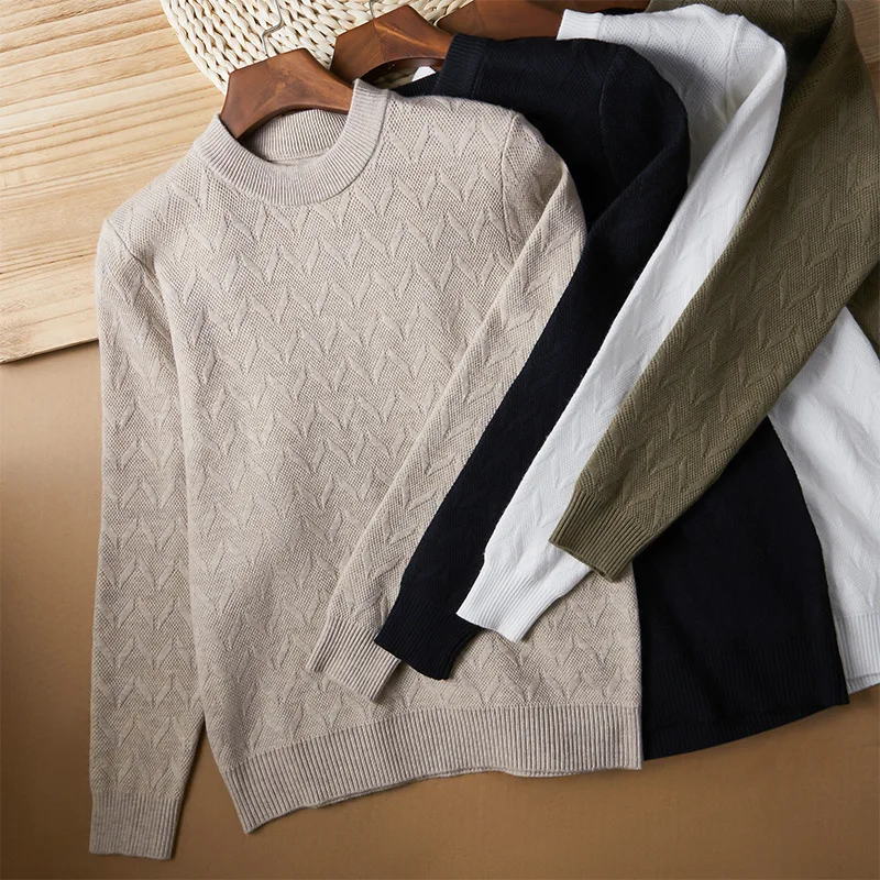 

Мужской свитер-пуловер из полиэстера, облегающий, однотонный, легкий, теплый, для повседневной носки, осенний, класса люкс