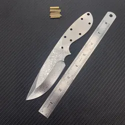 Dropship Damascus Steel Straight Knife Fixed Blade Diy Semi - Finished Outdoor Manual Knife Forging Damask Steel Camping Knife