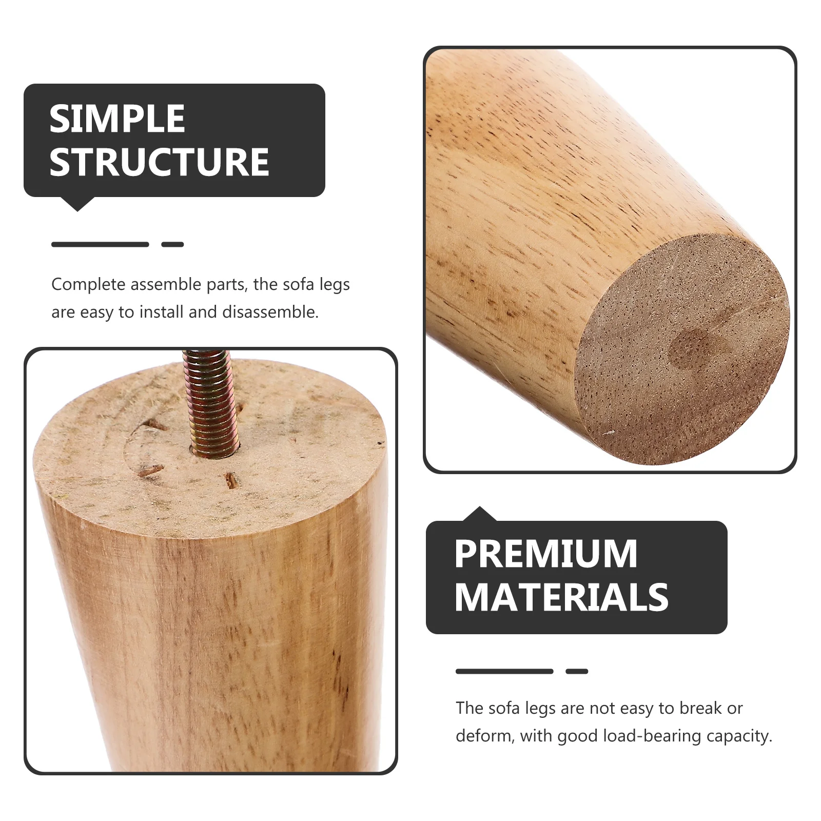 

2Pcs Furniture Legs Wood Sofa Couch Dresser Replacement Premium Wood Material Durable Furniture Feet Clear Texture