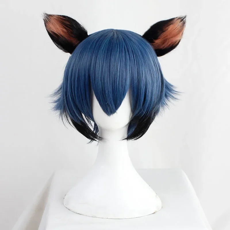 BNA brand new animal kagemori Michiru cosplay wig blue short hair synthetic wig with ears BNA hair wigs Halloween role play