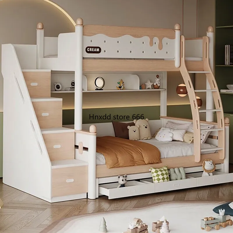 All solid wood children's mother and child bed small apartment multi-functional