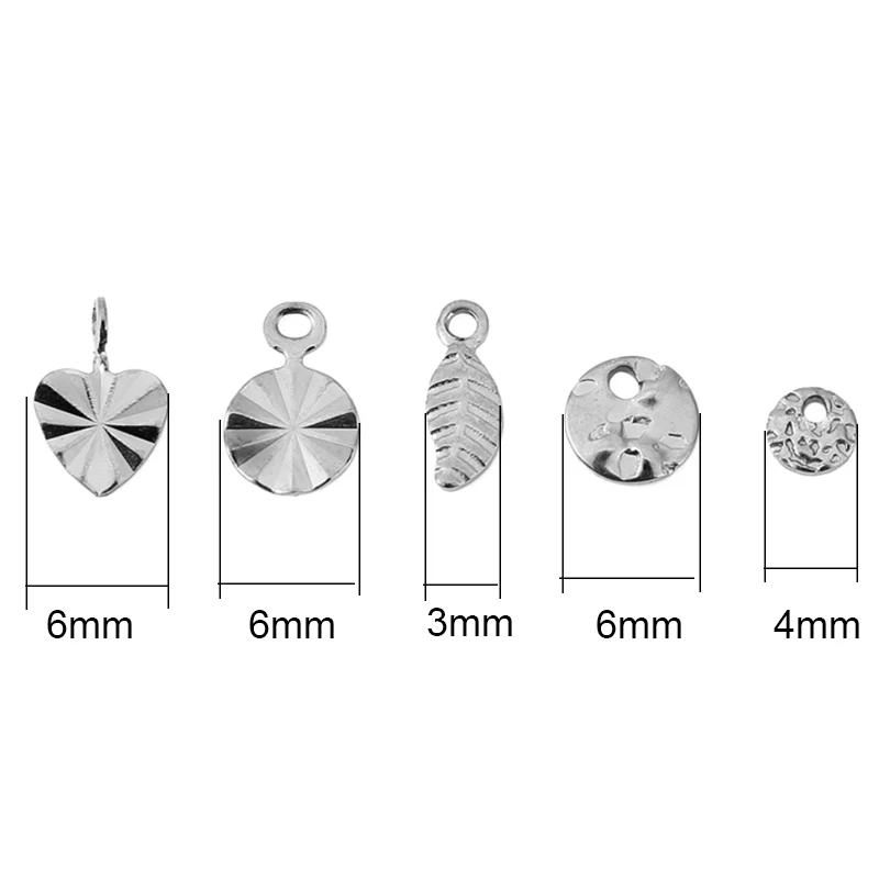 30pcs Never Fade Stainless Steel Extension Chain End Beads PVD Heart Leaf Charms For DIY Jewelry Necklace Bracelet Accessories