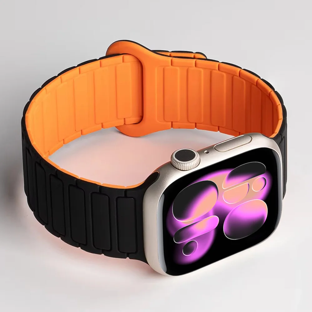 Magnetic Strap for Apple Watch Bands 46mm 42mm 44mm 45mm 49mm 40mm Silicone Bracelet iWatch Series 12 11 10 9 8 7 6 Se ultra 4 3