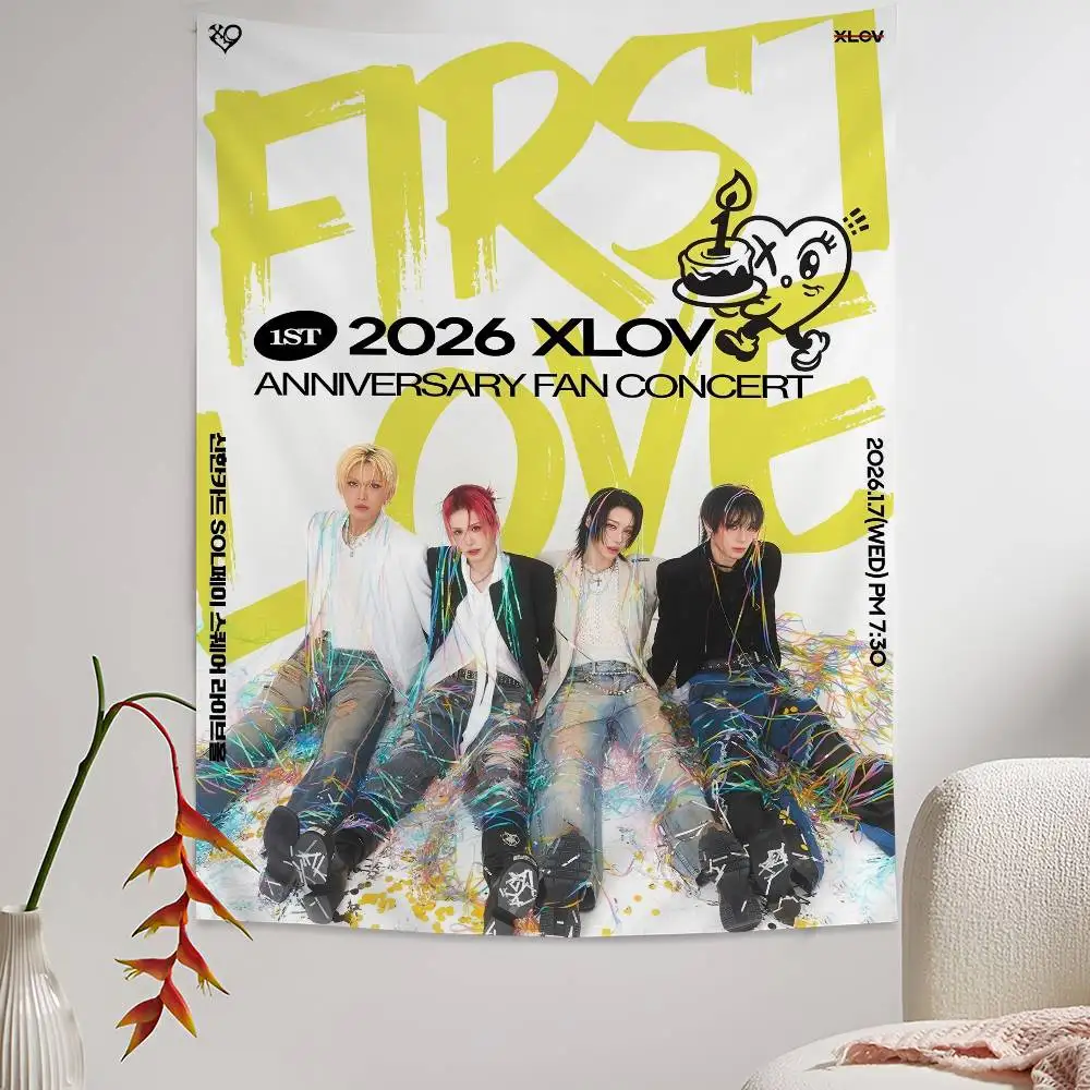 Popular K-Pop Group X-Xlov Colorful Tapestry Wall Hanging Hanging Tarot Hippie Wall Rugs Dorm Wall Art Decor
