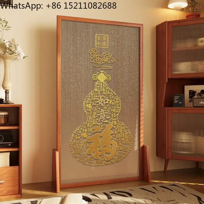 LLY new Chinese screen partition living room entrance entrance bedroom blocking solid wood gourd blessing character
