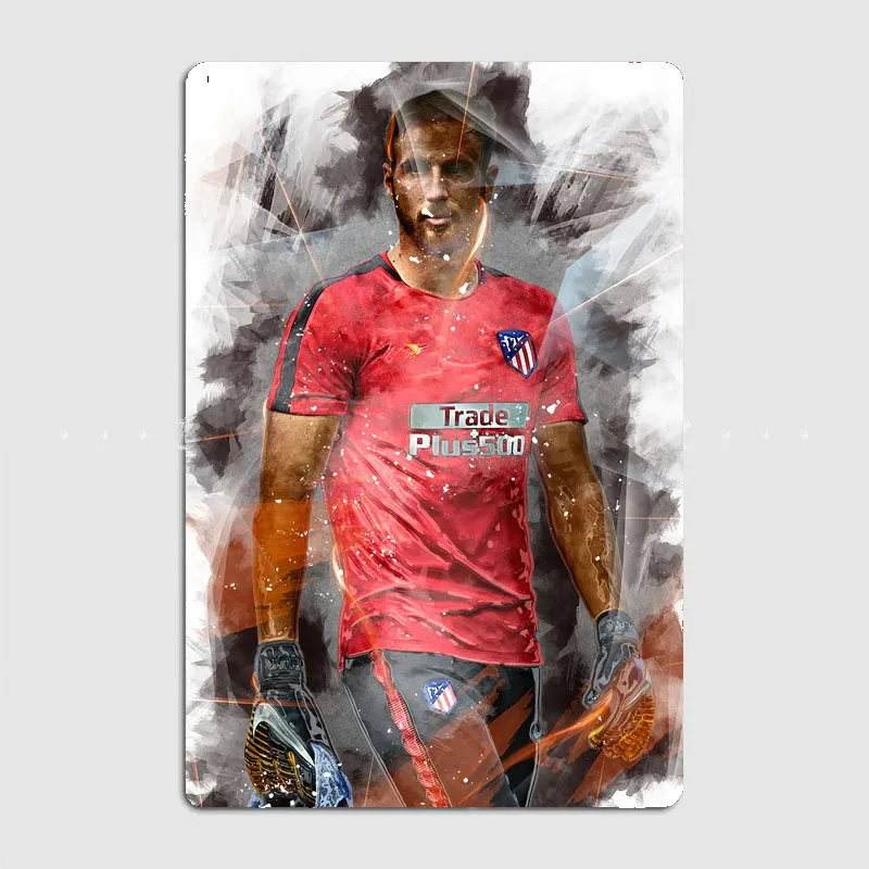 Póster de Metal de jugador de fútbol de Jan Oblak, Mural de Club de salón deportivo, decoración de pared de Bar Vintage para habitación, decoración del hogar