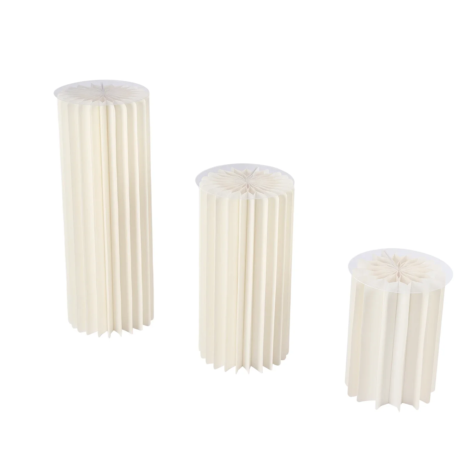 3 PCS Cardboard Cylinder Stands Foldable Paper Columns with 3 Acrylic Plates Reusable Cardboard Stands for Wedding Aisle Decors