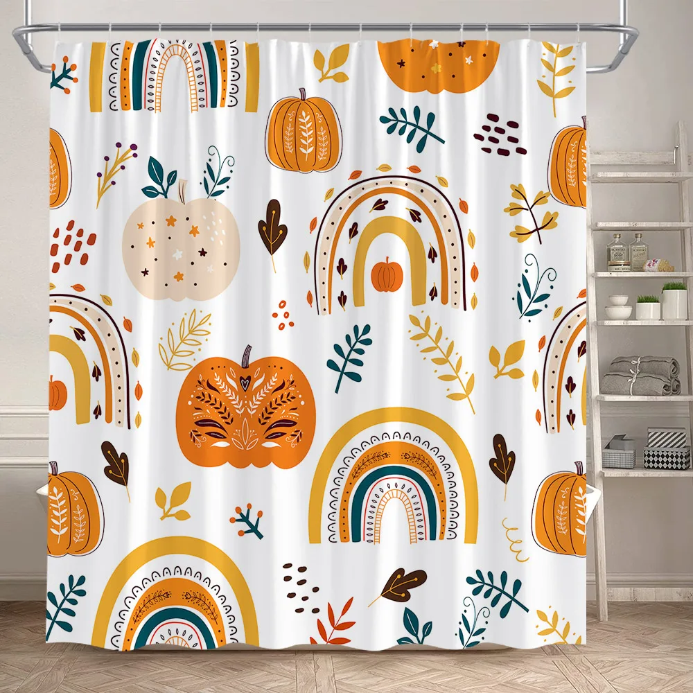 Cartoon Animals Shower Curtains Cute Fox Lion Deer Rabbit Autumn Floral Plant Kids Bath Curtain Polyester Bathroom Bathtub Decor