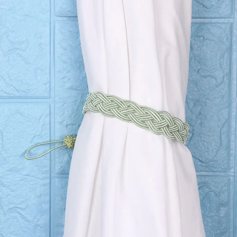 2 Pcs Home Decor Hold Simple Curtain Holder Rope Satin Voile Strap Braided Tiebacks Tie Backs