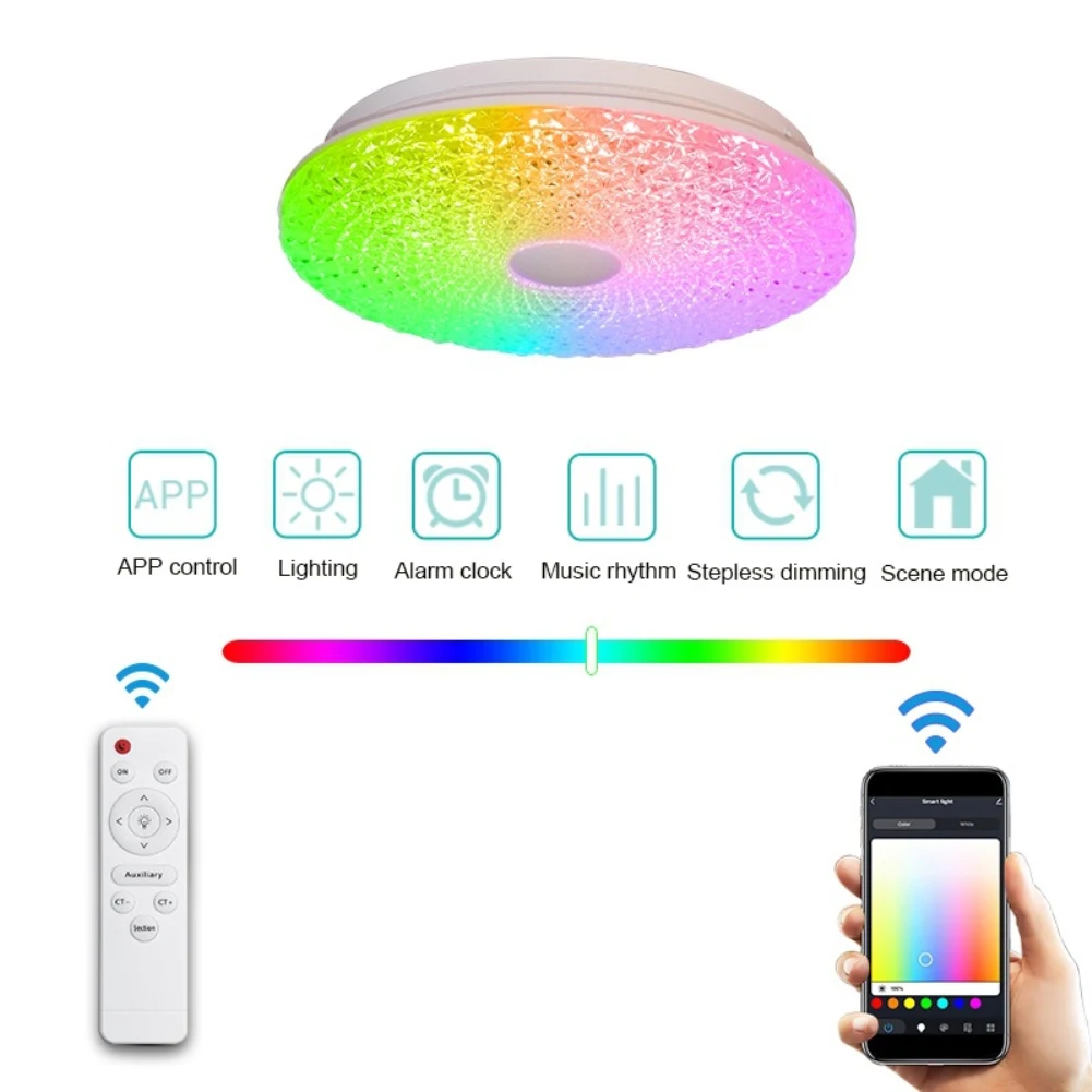 Imagem -05 - Smart Wifi Led Luz de Teto Redonda Compatível com Amazon Alexa Home Aplicativo Tuya Rgbcw 100265v