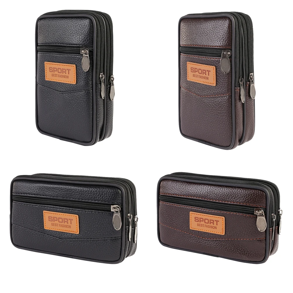 

Popular Belt Bag Sling Chest Pouch Outdoor Men Fanny Waist Bag PU Small Mobile Phone Purse Pocket Belt Bum Pouch