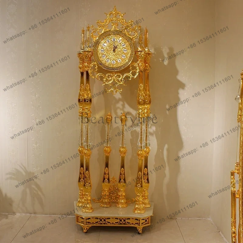 Crystal column creative handmade floor clock luxury living room vertical clock imported movement fashion clock