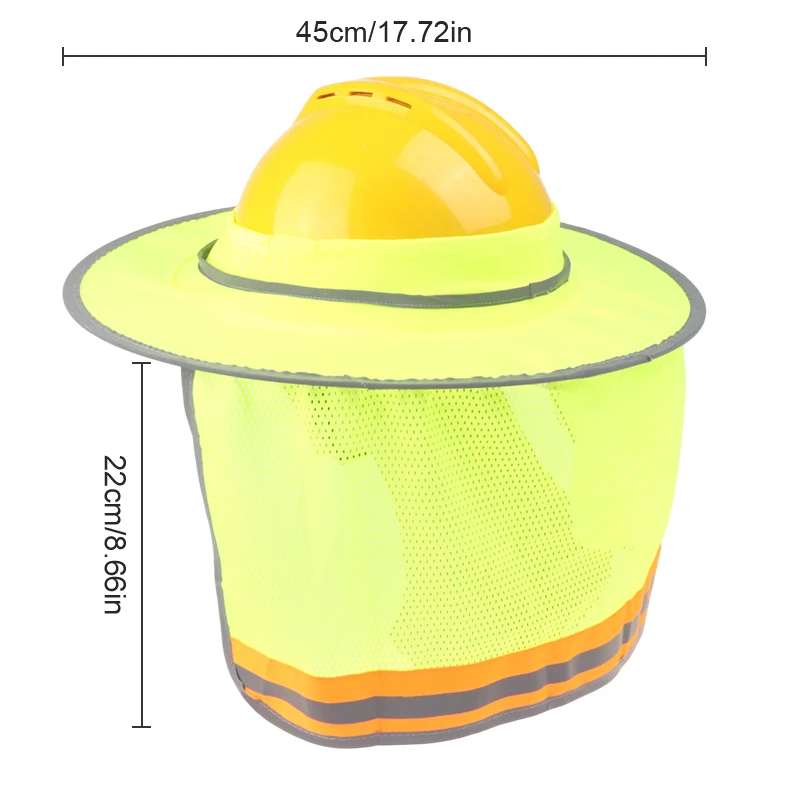 Casco de malla con protección para el cuello, sombrilla reflectante de alta visibilidad para trabajadores de la construcción al aire libre