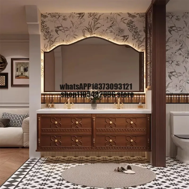 Solid Wood Smart Mirror Bathroom Vanity Cabinet with Shelf And Sink Faucet - Customized Toiletries Storage Solution