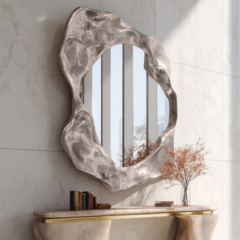 

Luxury Living Room Wall Art Decoration Vanity Wood Espejos Para Pared Miroir Irregular Universal Mirror Sensor Bathroom Classic