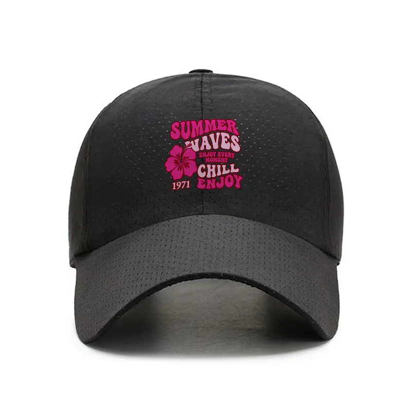 Summer Vibes 1971 Pink Hibiscus Quick Dry Baseball Cap Beach Vacation Retro Hat
