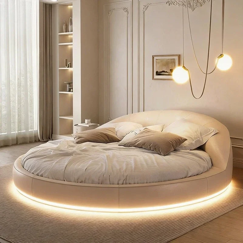 180x200 Round European Bedroom Beds Circle Adults Luxury French Simple Double Bed Nordic Modern Princess Full Set Furniture