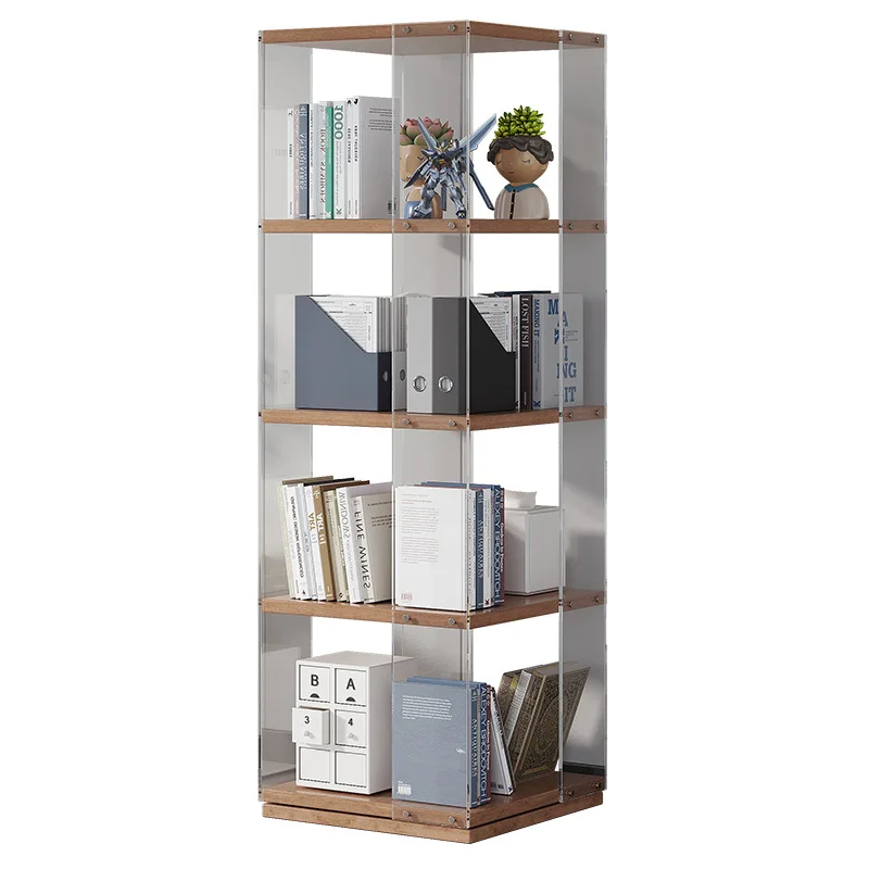 Household floor-to-ceiling rotating bookshelf 360-degree children's bookcase student shelf living room