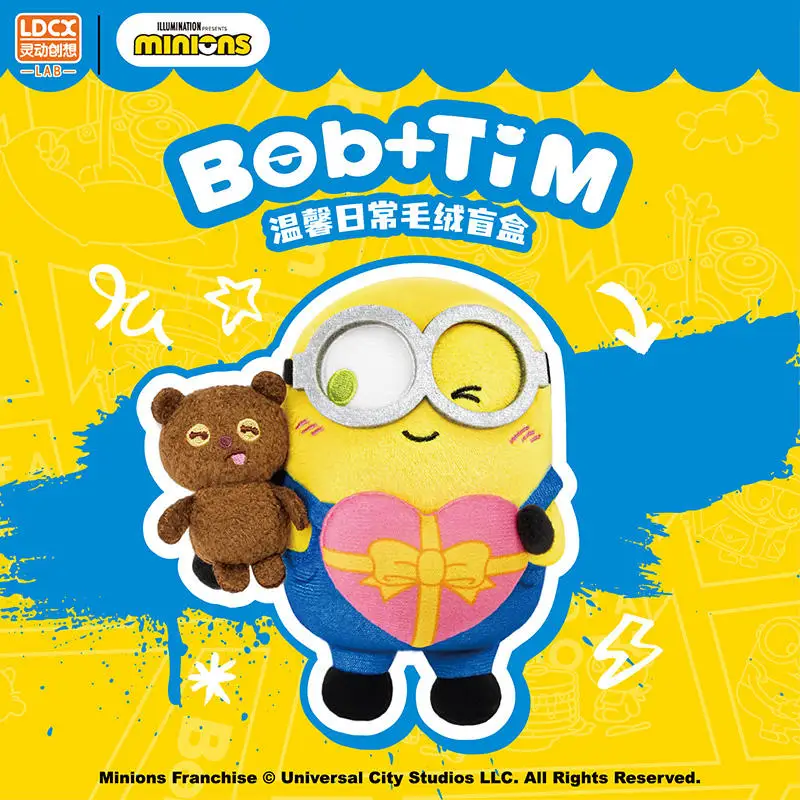 Genuine Minions Bob and Tim Bear Warm and Fuzzy Daily Plush Blind Box Anime periferiche ornamenti bambole di peluche regalo per bambini