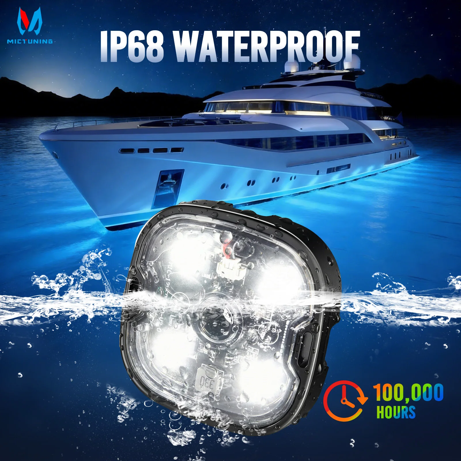 MICTUNING C6 LED Rock Lights 4 Pods,High Brightness Waterproof LED Underglow Light,Underbody Glow Lamp Off-Road Lighting