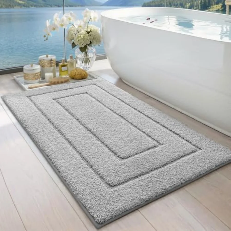 

Bathroom Rug 43x24 Non Slip Washable Bath Mat for Shower Floor Extra Large Absorbent Soft Bathmat with Rubber Backing Quick Dry