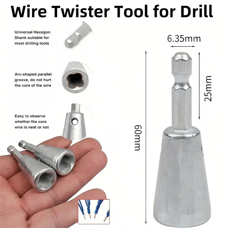 DTA4-Quick Wire Twister Tool 1/4 Inch Hex Shank For Drill, Cable Wire Twisting Connector For Electricians