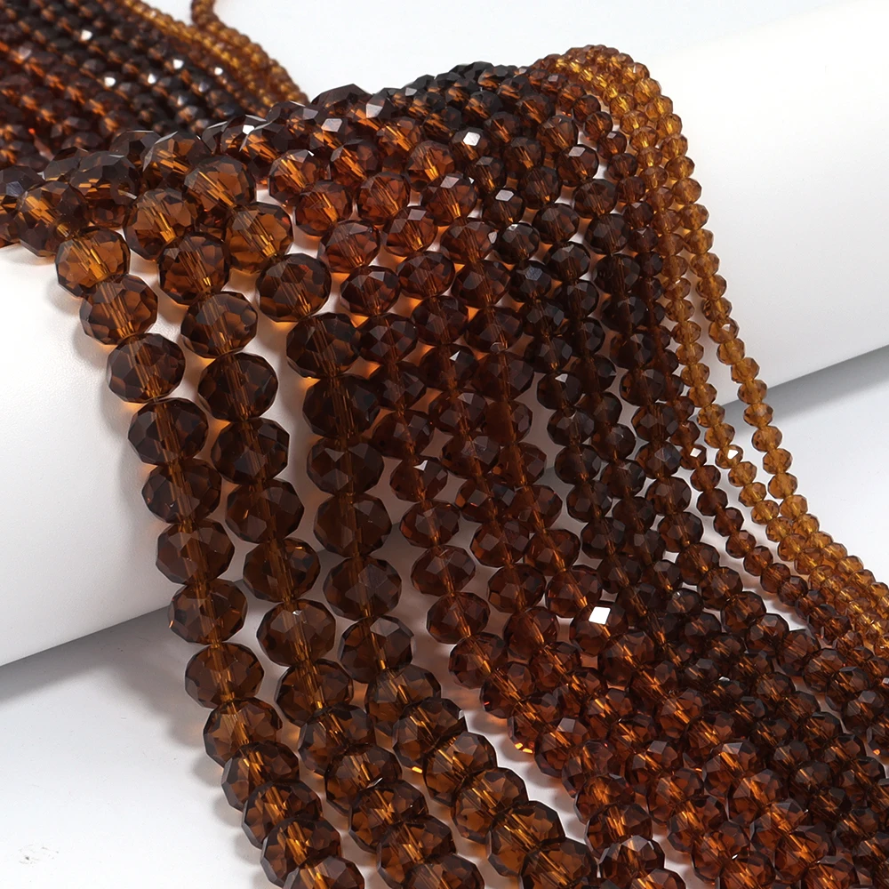 3 4 6 8 10mm tiefbraune facettierte Kristallperlen Glasperlen lose Spacer-Perlen für Schmuckherstellung DIY Armband Halskette Zubehör