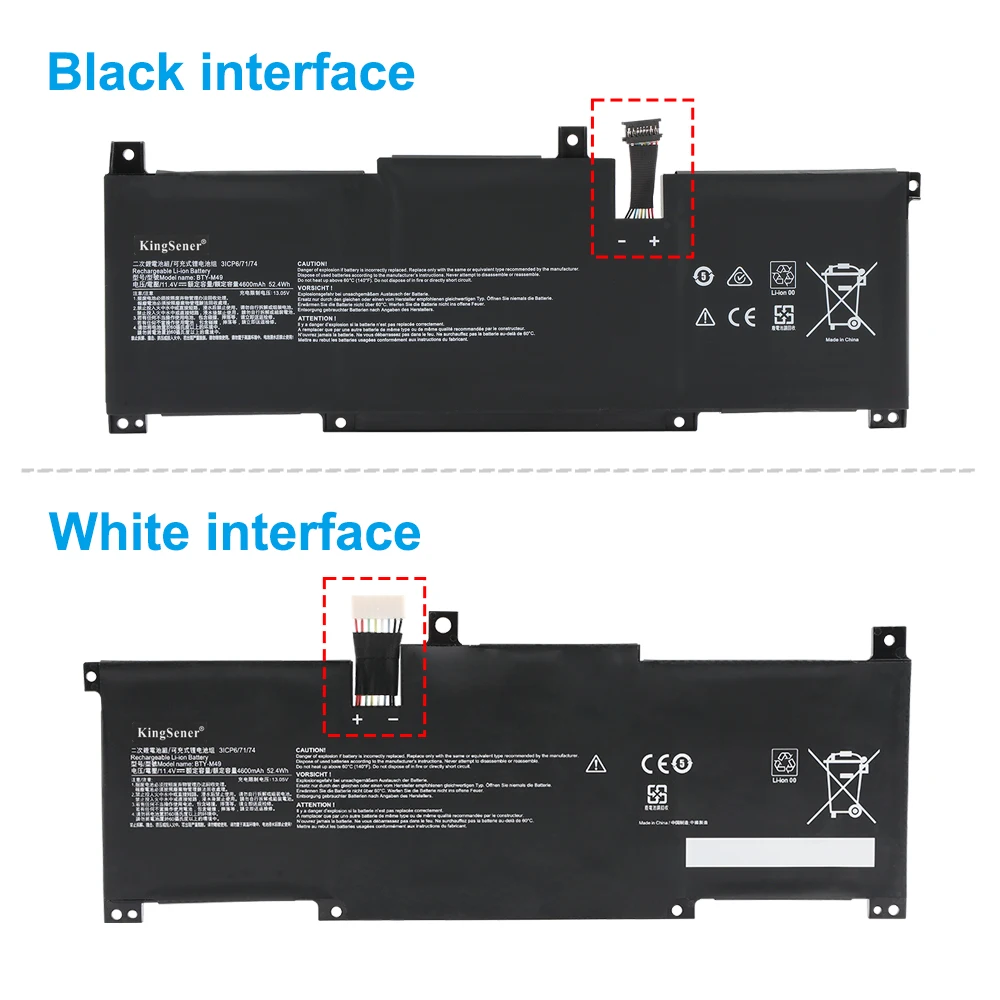 KingSener BTY-M49 Laptop Battery For MSI Prestige 14 A10SC-057RU A10SC-009 A10RB-015CN I7-10710U A10RAS A10M MS-14C1 MS-14D1