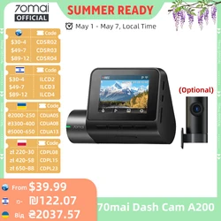 Global 70mai Dash Cam A200 Dual-channel Record 1080P HDR 2'' IPS Screen 24H Parking Monitor Car DVR 70mai A200 WIFI APP 130° FOV