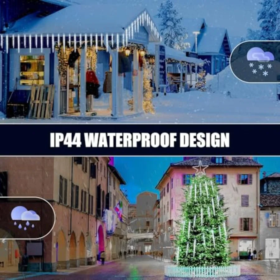 Icicle Lights for Outside with Remote Feet 150 LED Connectable Ice Shape Hanging Christmas Lights for Tree Patio Roof Holiday D