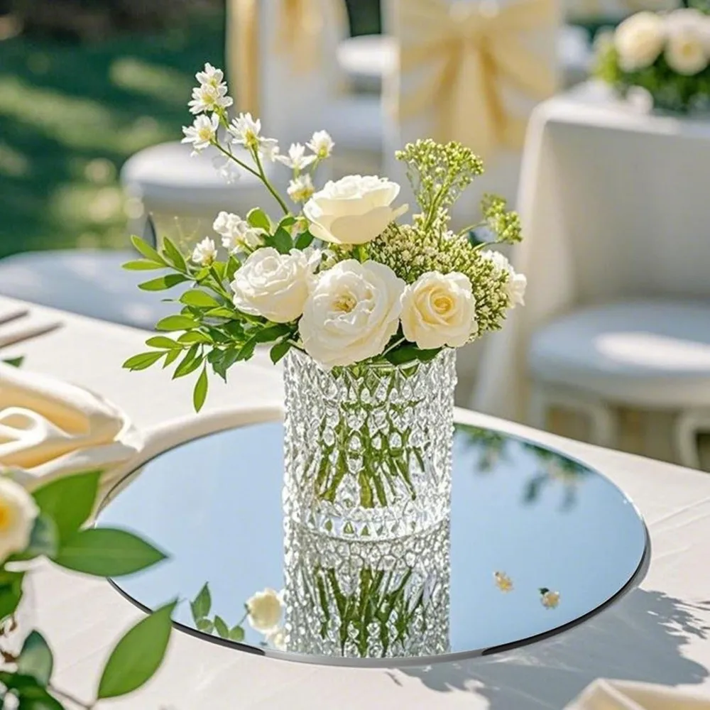 Mirror Tiles For Wall Table Wedding, 10 Pack 8 Inch Circle Round Mirrors For Centerpieces For Tables