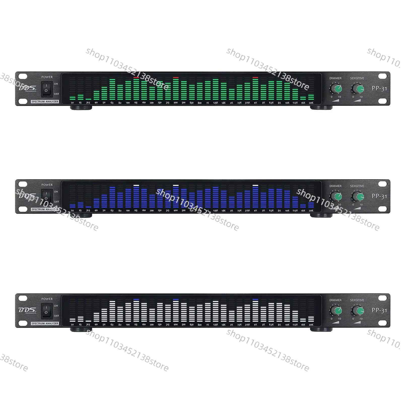 Original Taiwan BDS PP-31 Blue/Green/White Digital Audio Spectrum Analyzer Display 1U Music Spectrum VU Meter 31 Segments