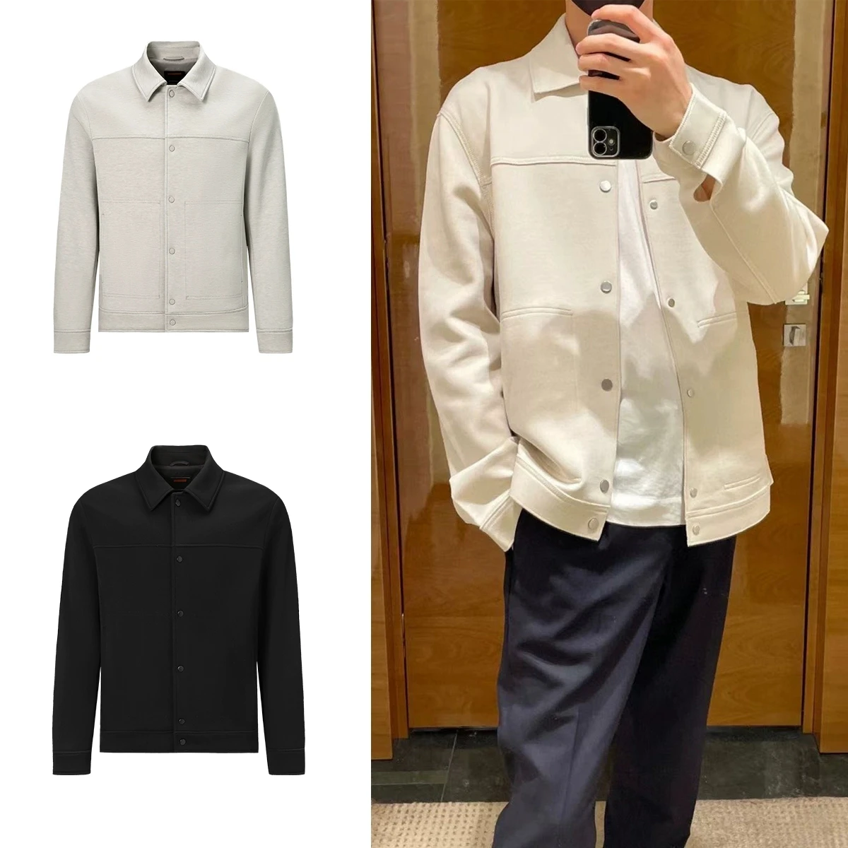 

Итальянская винтажная мужская деловая повседневная куртка премиум-класса из смесовой шерсти и шелка, с длинным воротником-стойкой