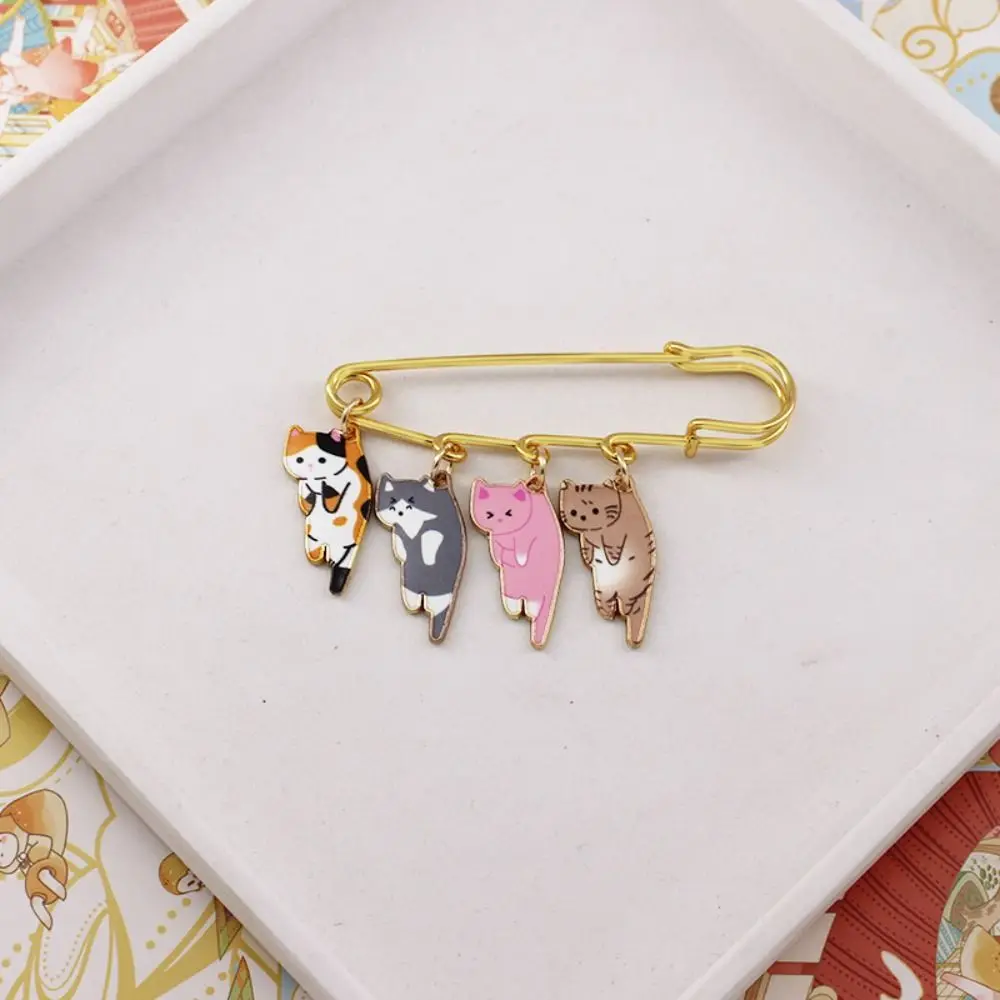 Alloy Kawaii Enamel Cat Brooch Cute Anti-glare Lapel Pin Electroplate Korean Style Party