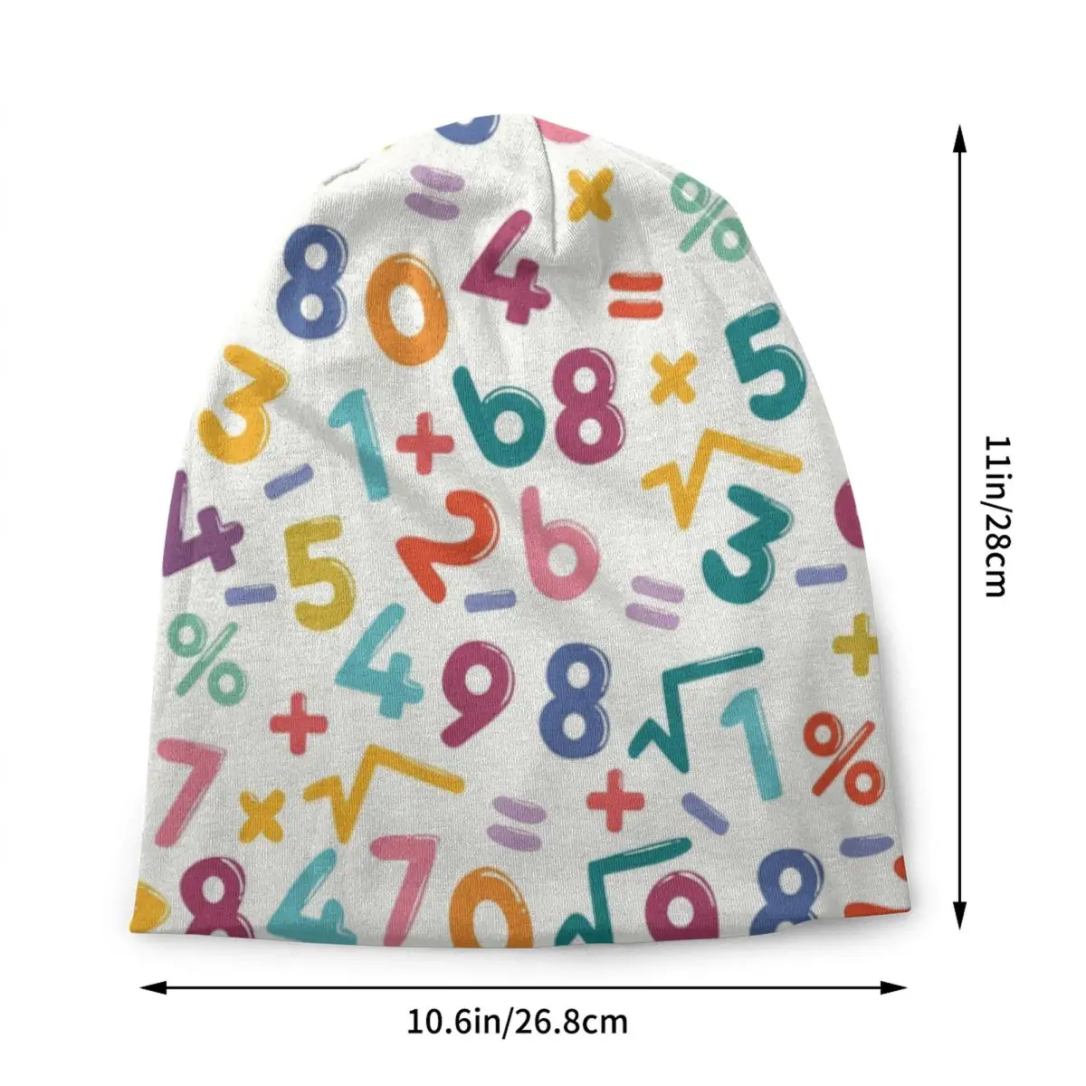 Custom Colorful Math And Numbers Skullies Beanies Caps Unisex Hip Hop Winter Warm Knit Hat Adult Teacher Student Bonnet Hats