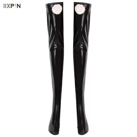 Glossy Patent Leather Thigh-high Stockings Cute Cat Paw Anime Style 3D Kitten Claw Socks for Cosplay Party Lolita Costumes Props