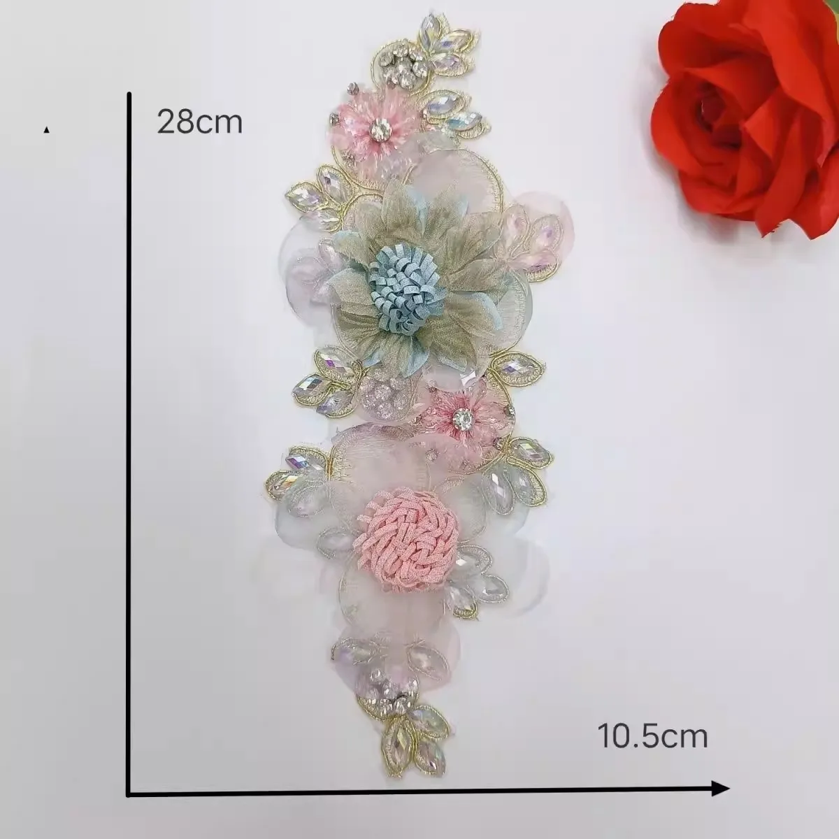 

5pcs Beading Applique Clothes Decoration parches para la ropa handmade crystal flower patches for clothing Sewing on Patch