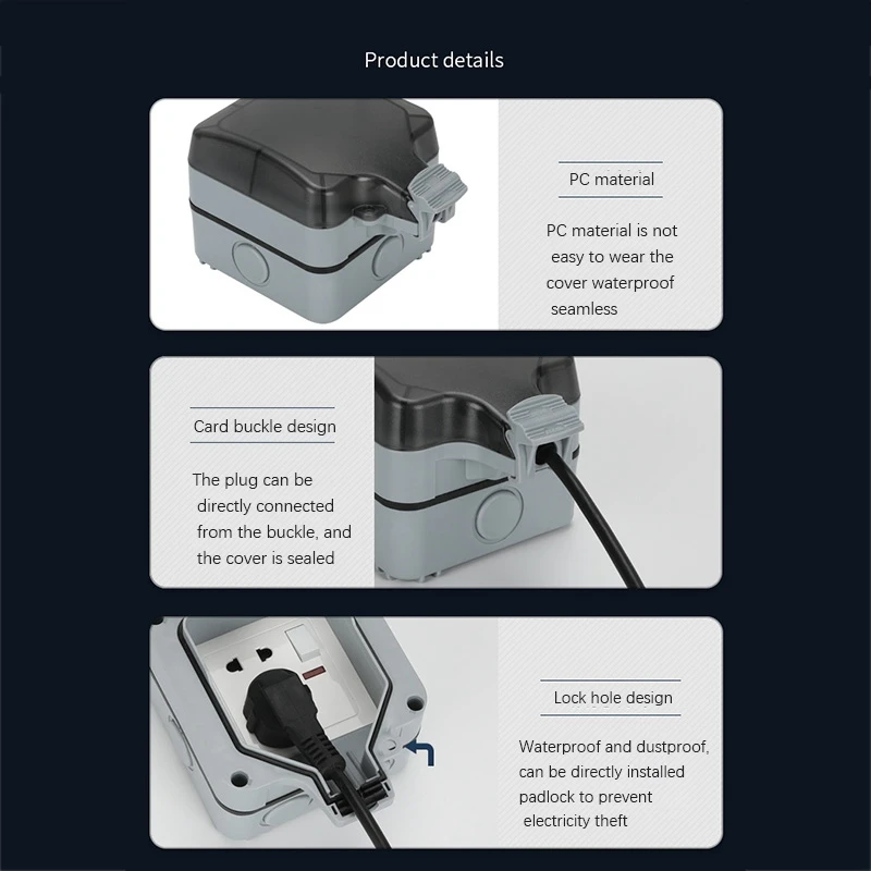 AS94-IP66 Outdoor Extension Lead 13A Rainproof Charging Socket Outdoor Socket Waterproof Box With Independent Switch(UK Plug)