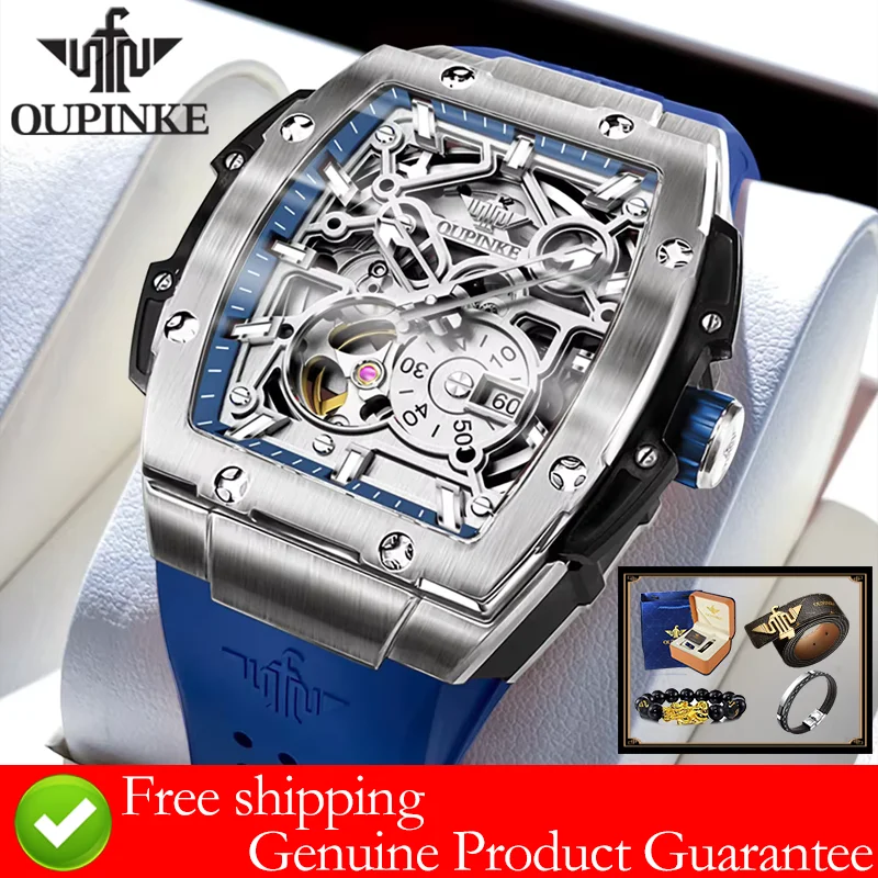 

OUPINKE скелетон мужские часы роскошные модные механические оригинальные автоматические часы для мужчин водостойкие светящиеся сапфировые наручные часы