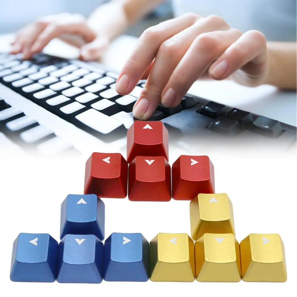 DIY 4Pcs Practical Gaming Keyboard WASD Arrows Key Keycaps Metal Keyboard Key Caps Wear-resistant