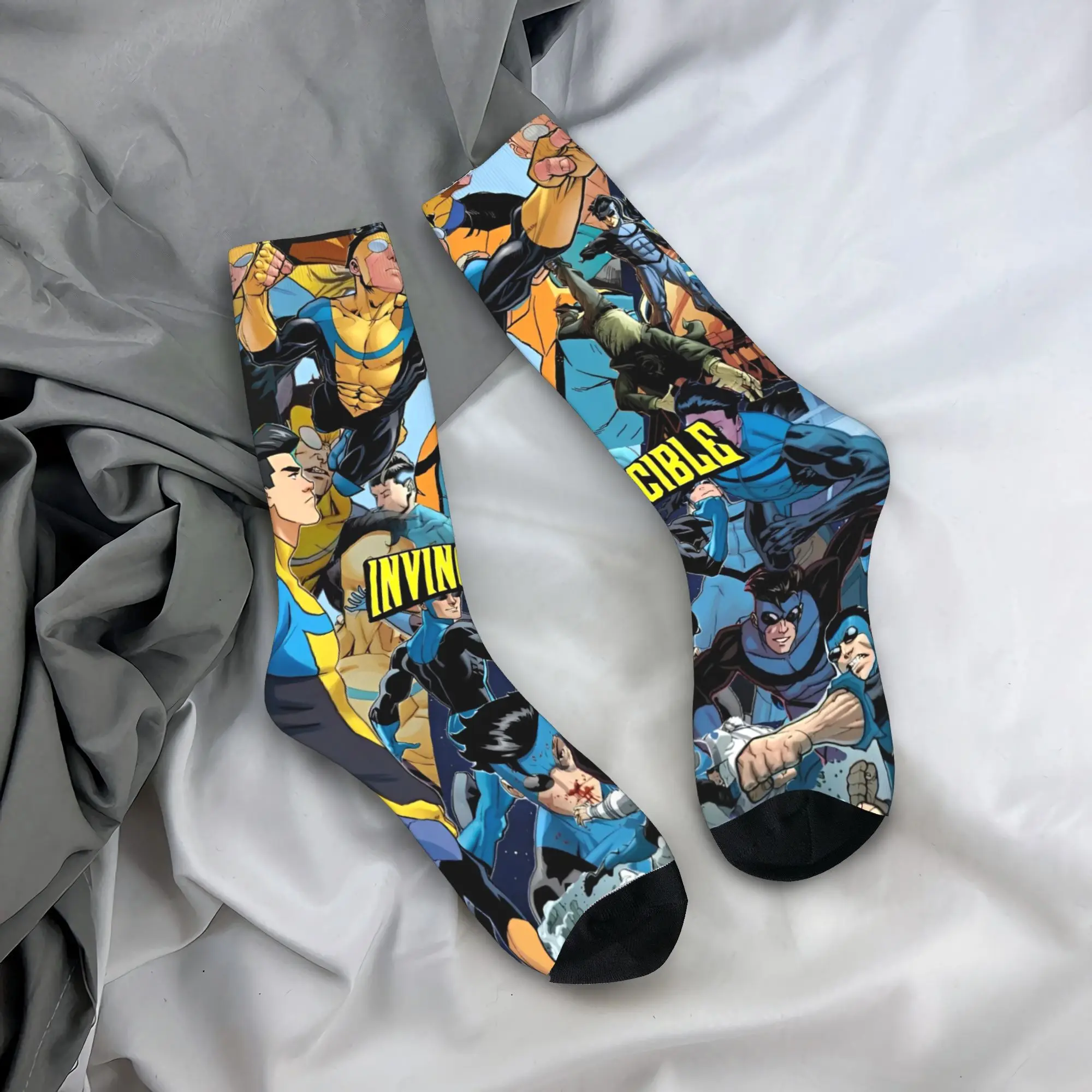 

Invincible Cartoon Omni Man Socks Anti Slip Stockings Women Men Comfortable Outdoor Sports Socks Autumn Fashion Custom Socks