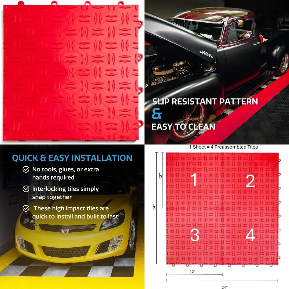 Ineinandergreifende, robuste Copolymer-Garagenbodenfliesen – rutschfest, langlebig, modular, einfache Installation für eine verbesserte Fahrzeugaufbewahrung