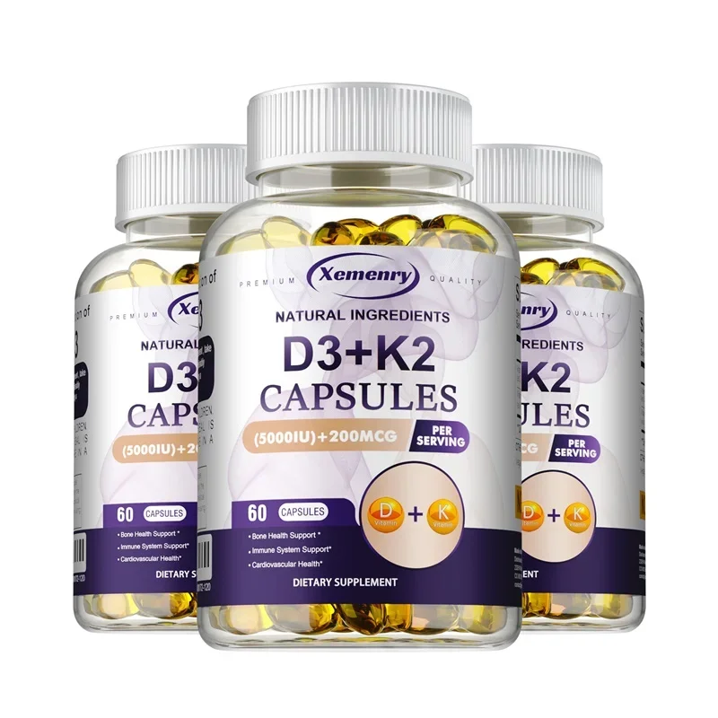 Vitamin D3+K2 Capsules - Supports Heart, Bone and Immune Health, Promotes Blood Circulation and Improves Sleep Quality