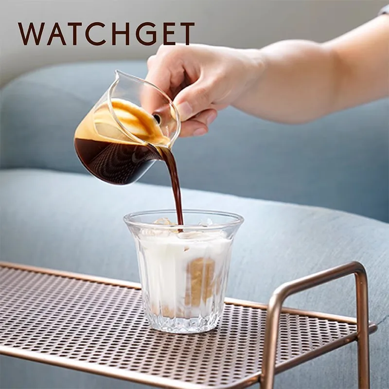 Wood Handle Glass Espresso Measuring Cup Double Mouth Milk Jug Coffee Shot Glass Scale Measure Mugs Espresso Transfer Cup