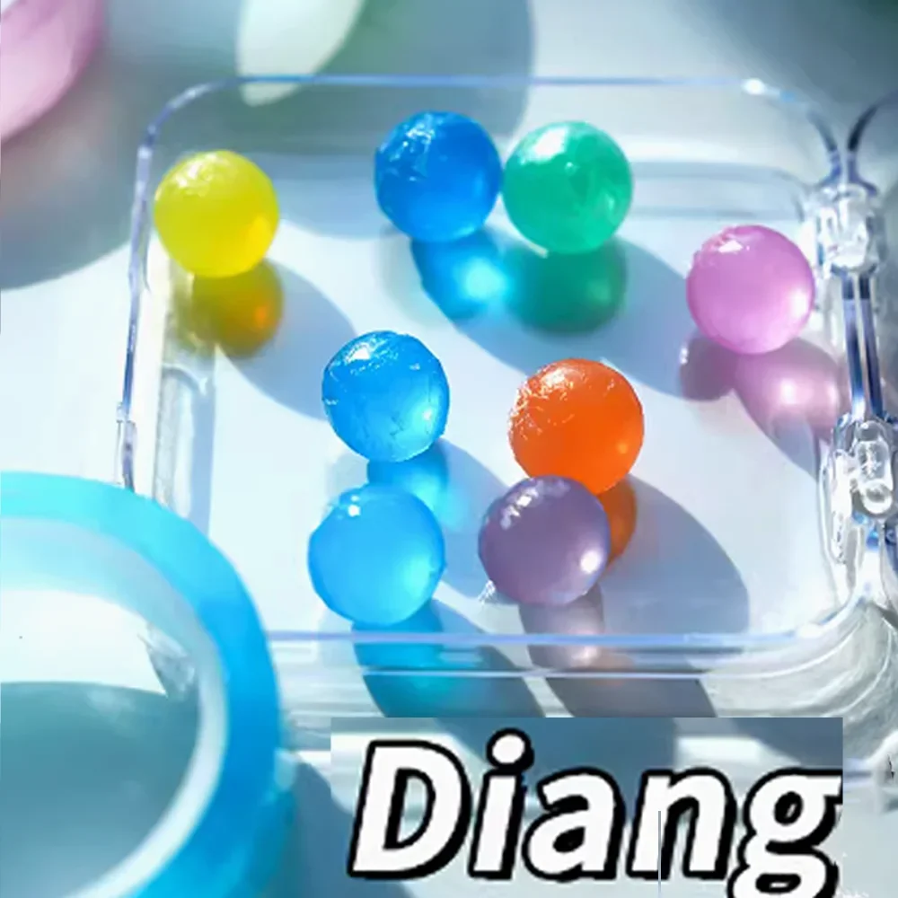 6 Color Ice Crystal Transparent Sticky Balls Set DIY Thread Pulling Adhesive Tape Stress Relief Fun Activity for All Ages