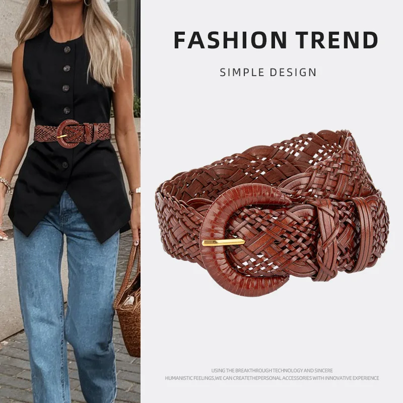 ผู้หญิง Vintage ถักรัดตัวหญิง Cummerbund Coat เข็มขัดชุด Decration เข็มขัดกว้าง J1455