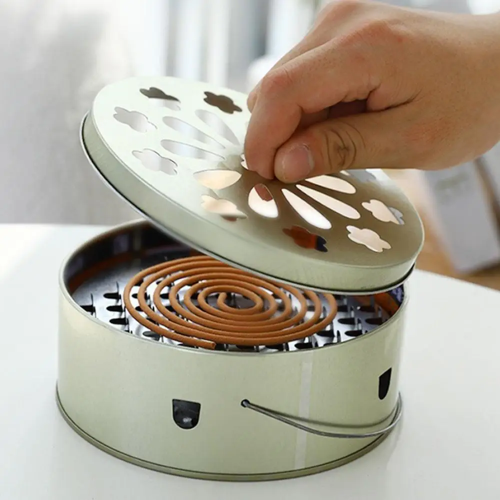 Mosquito Spiral Holder Box with Lid Fireproof Mosquito Coil Burner Safe Windproof Mosquito Repellent Tray Incense Holder