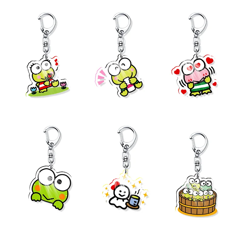 Kerokero Keroppi Acrylic Keychain Jewelry Campus Related Products Cultural Creativity Friend Gift Bag Charms Souvenir Chaveiros