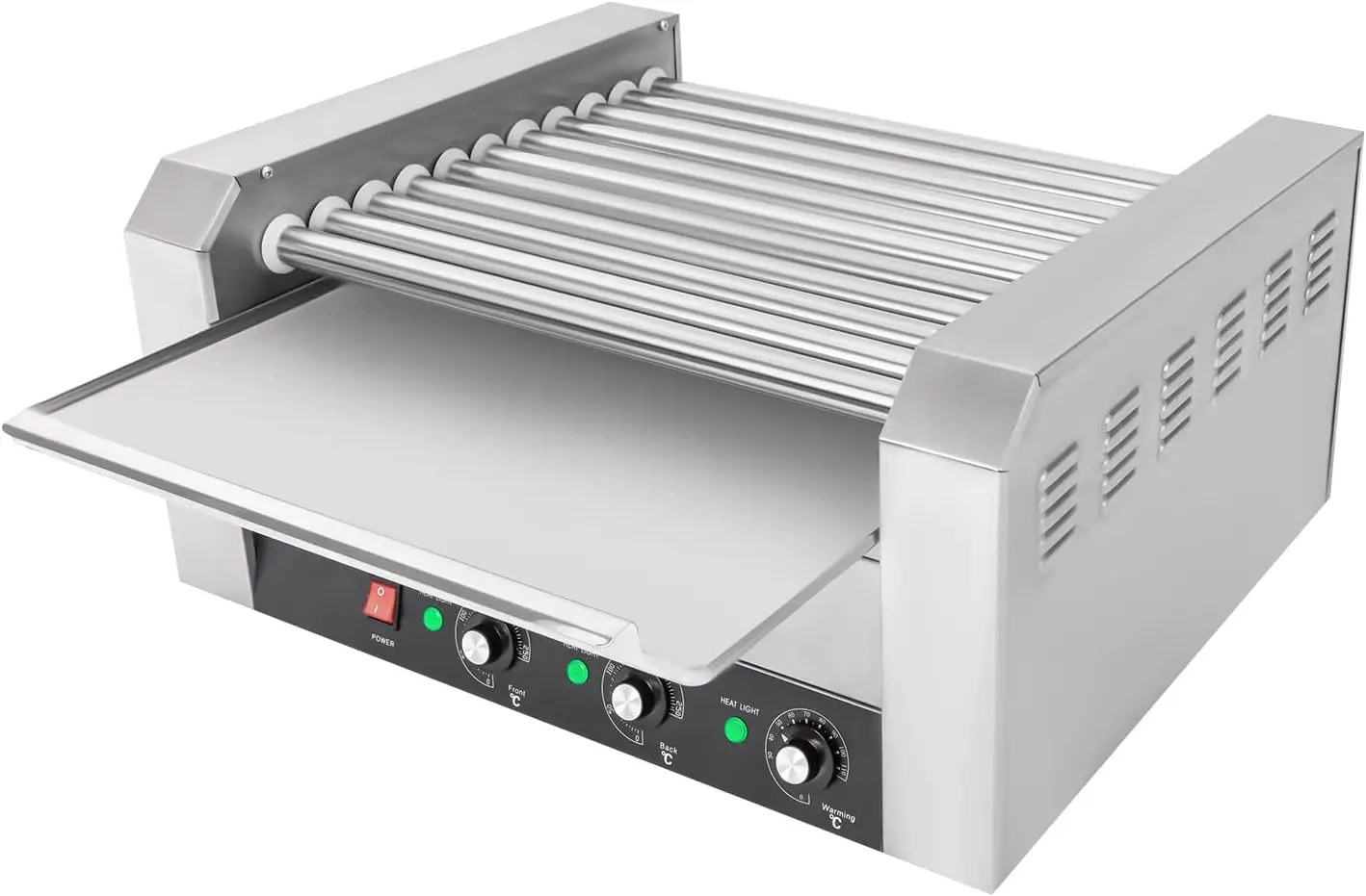 HHD11AS التجارية السجق شواء طباخ الفولاذ المقاوم للصدأ آلة شواء الكهربائية الفرنسية هوت دوج الأسطوانة مع كعكة دفئا