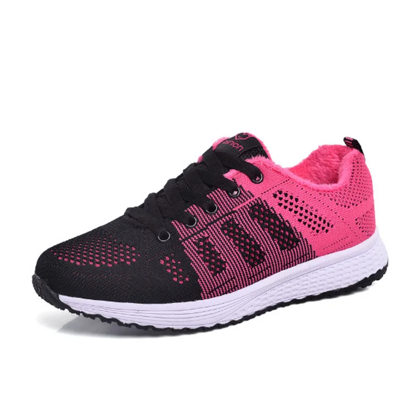 

Зимние женские кроссовки, плюшевая теплая спортивная обувь на шнуровке, женские кроссовки на плоской подошве, удобные женские прогулочные туфли WSH5402